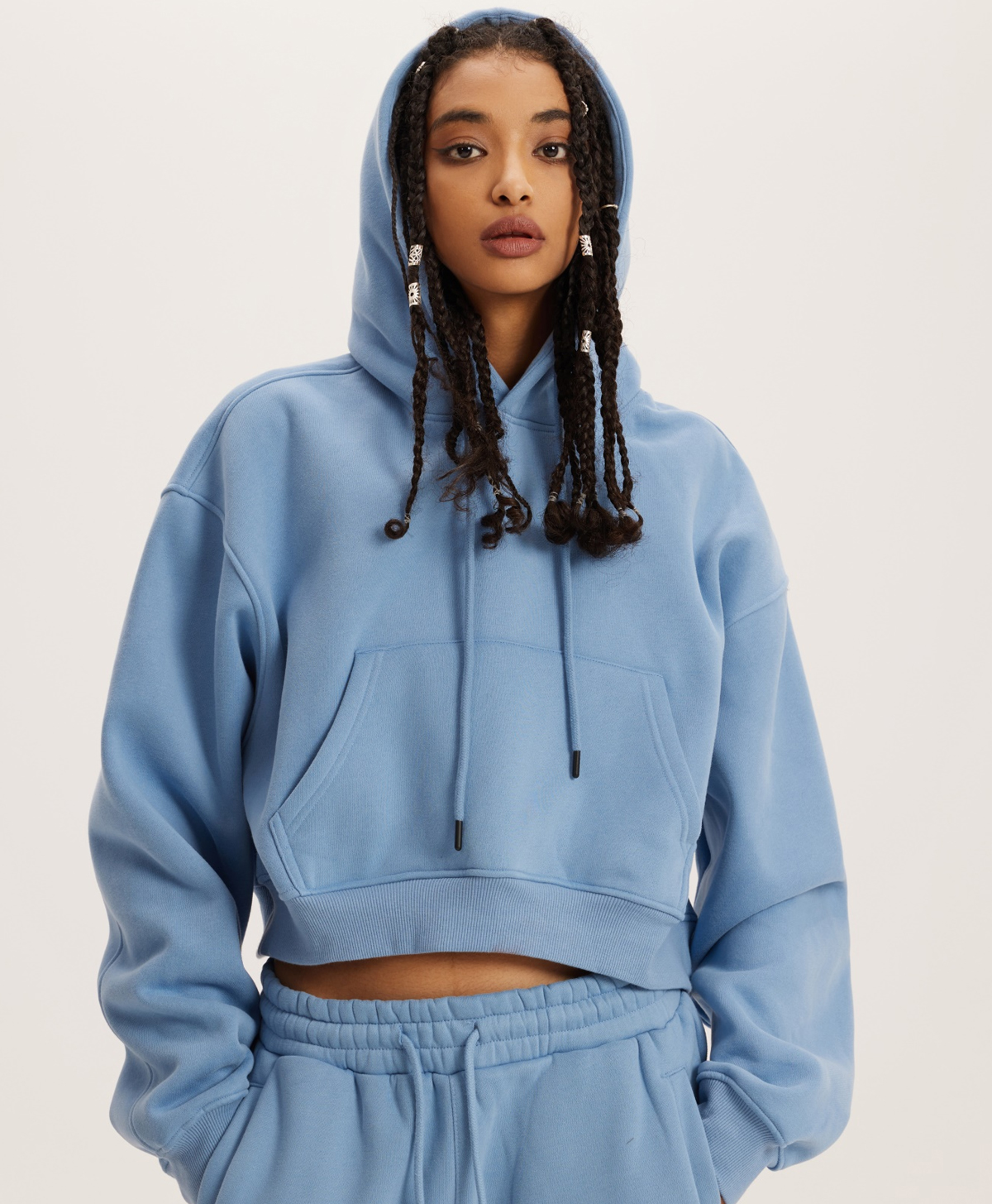 #N037 Heavy weight Fleece 345Gsm Cropped Hoodie 25