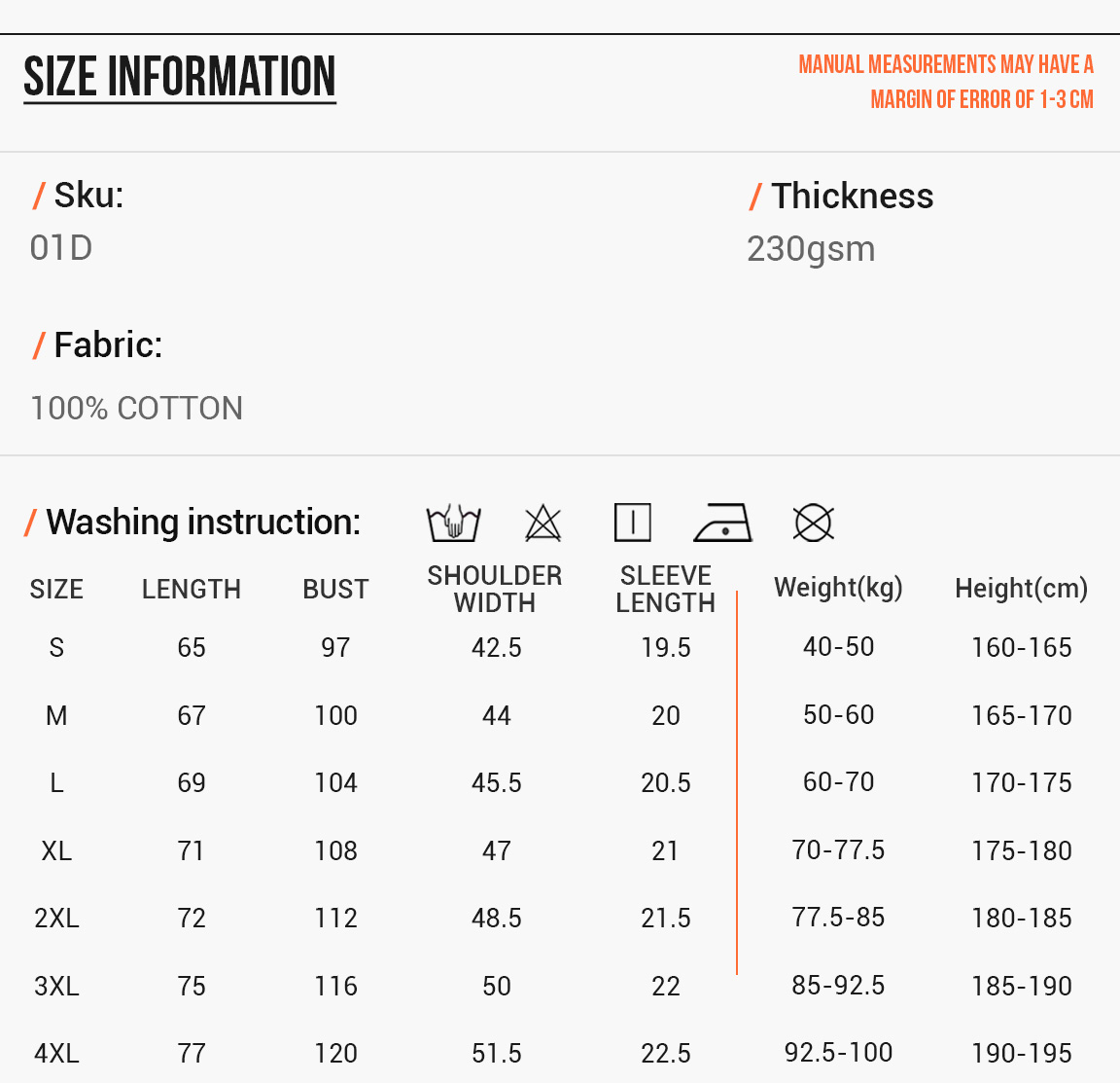 #01D Basic Fit Pure Cotton T-Shirt 230Gsm 8