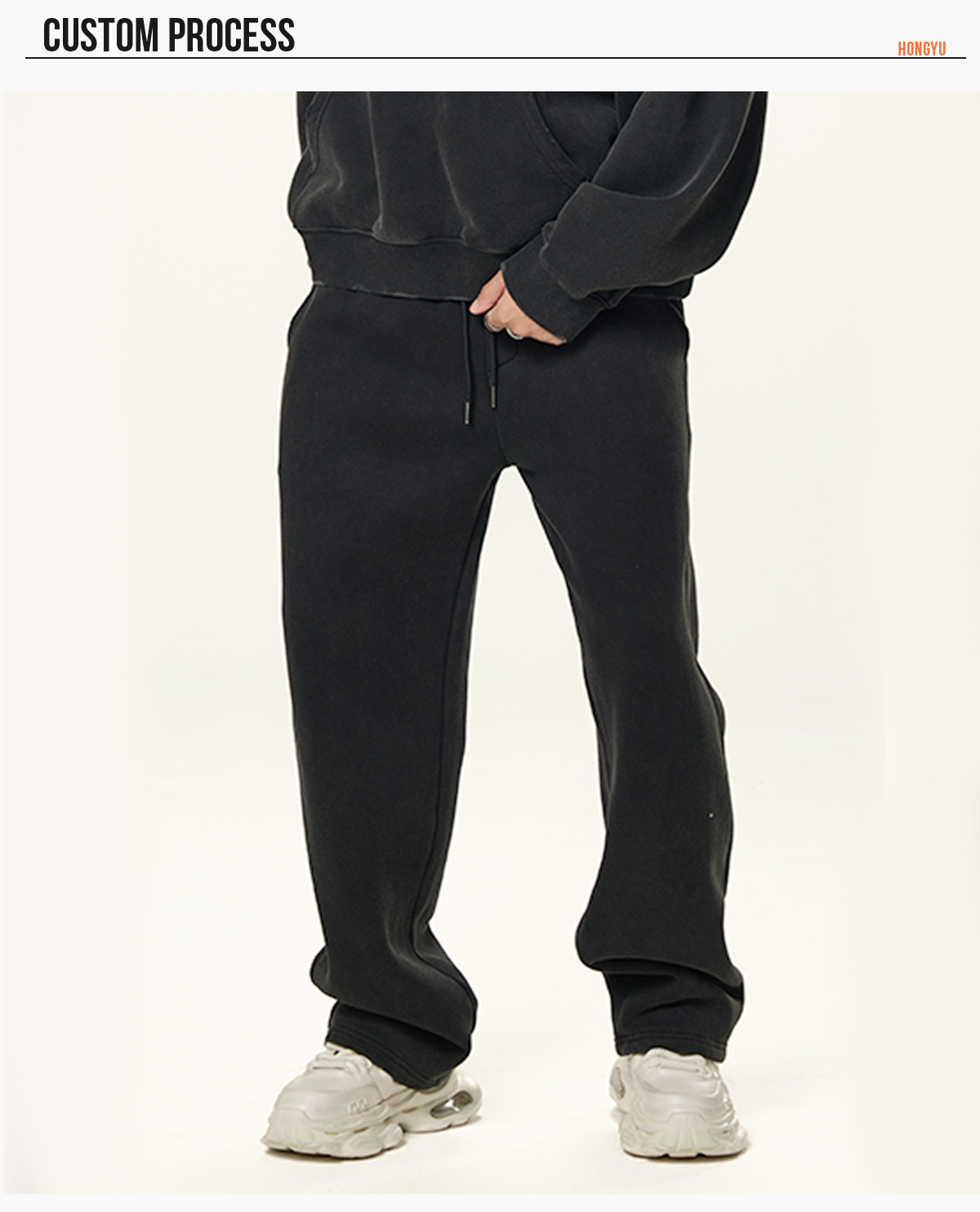 #DK028 Fleece 350Gsm Distressed Acid Wash Sweatpants 15