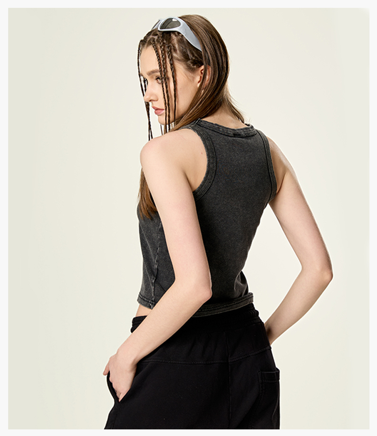 #BX8107 Acid Wash 320g Ribbing Y2k fit Vest for Women 23