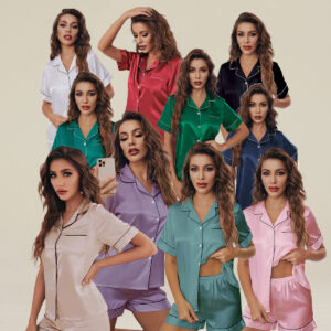 #2349 Silk Short Sleeve shorts Pajamas For Women