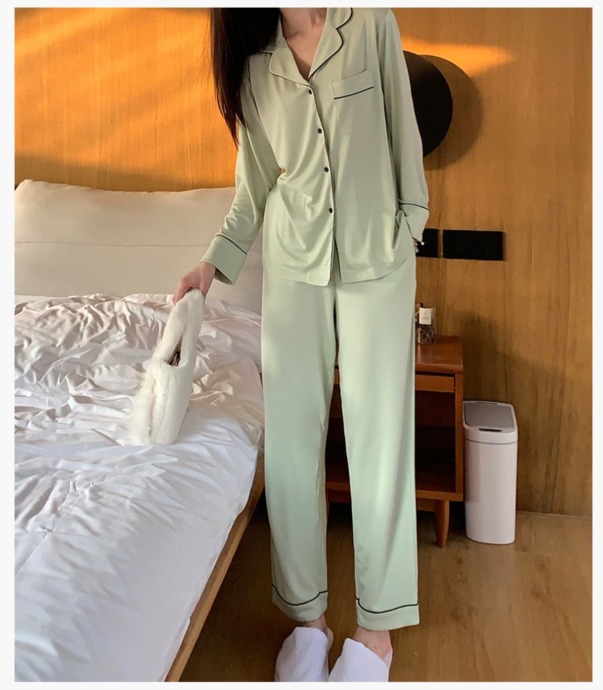 #66818 Soft Modal Long Sleeve Pajamas Set 19