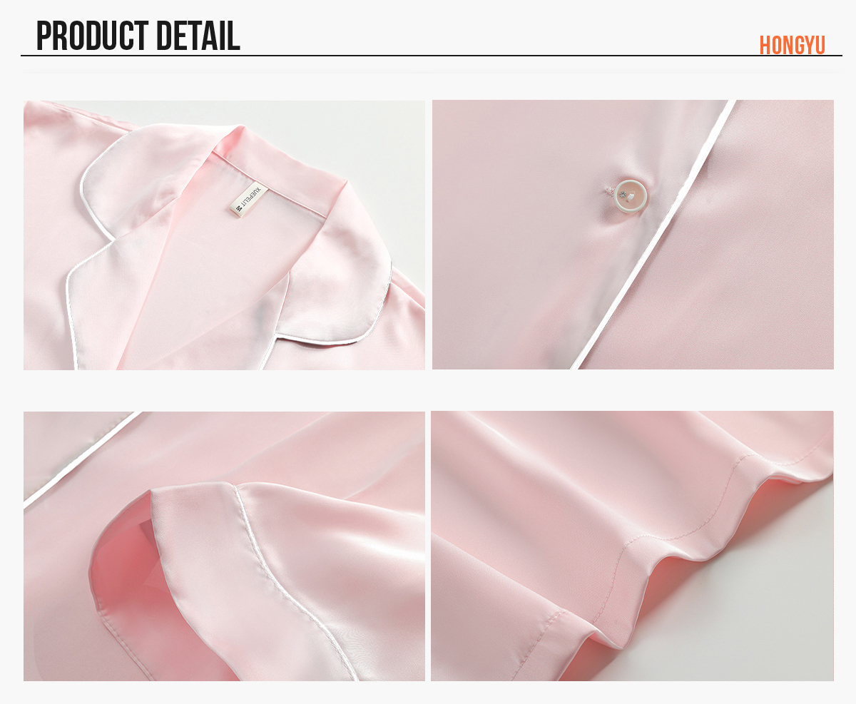 #TZ2062 Silk Elegant Long Sleeve Pajama Set 10