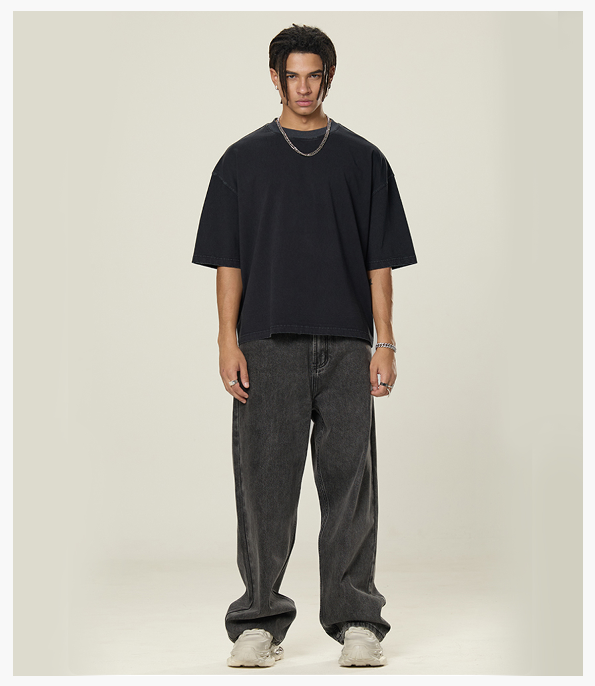 #DX8805 Cotton 260gsm Light Wash Oversized Boxy T-Shirt 22