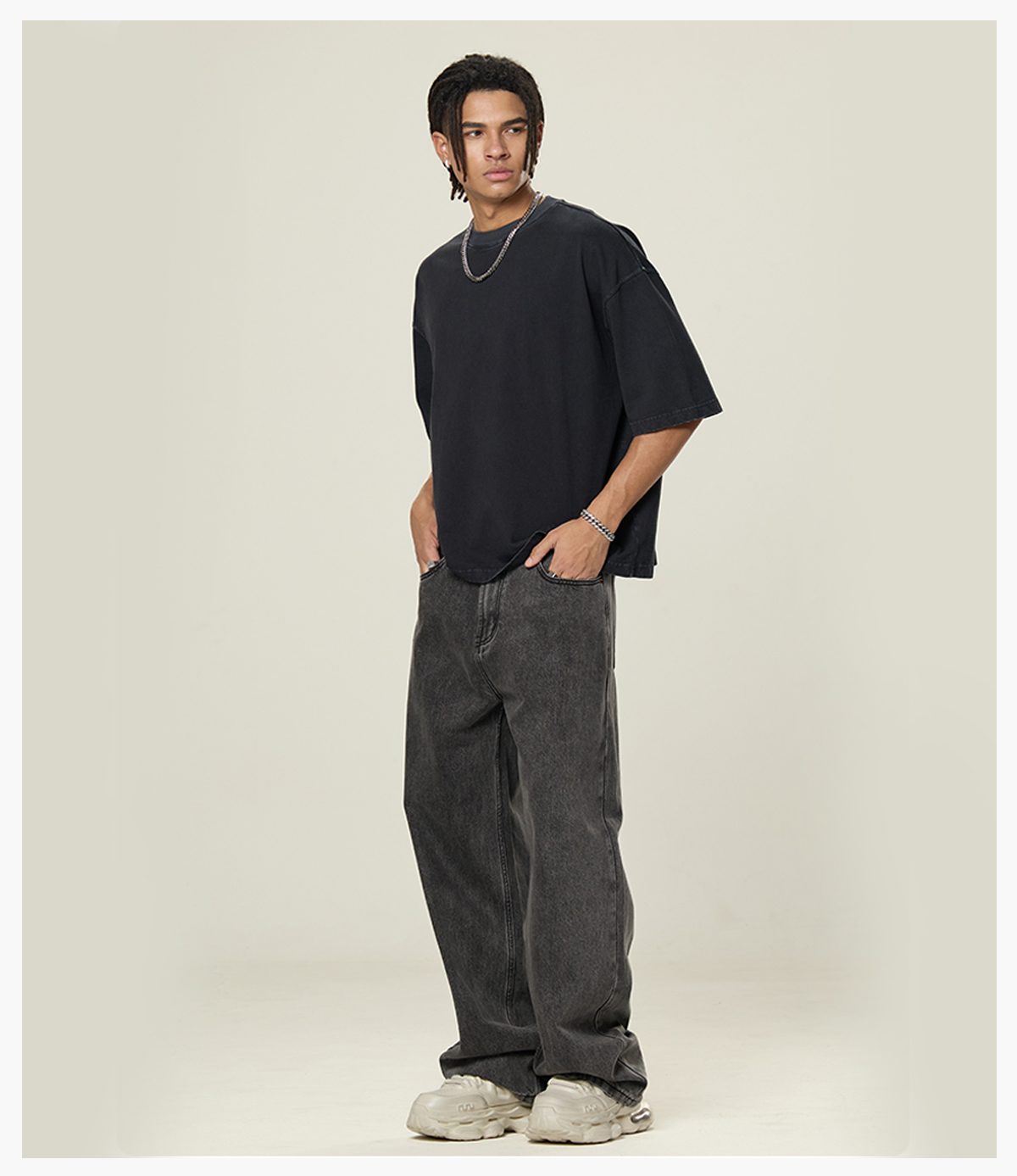 #DX8805 Cotton 260gsm Light Wash Oversized Boxy T-Shirt 24