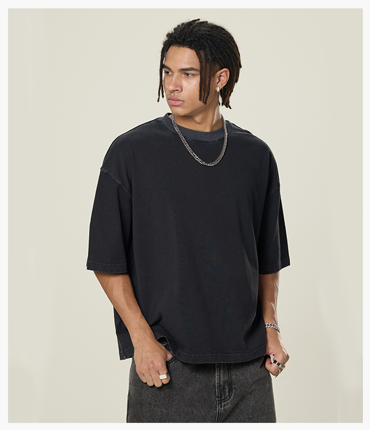 #DX8805 Cotton 260gsm Light Wash Oversized Boxy T-Shirt 20