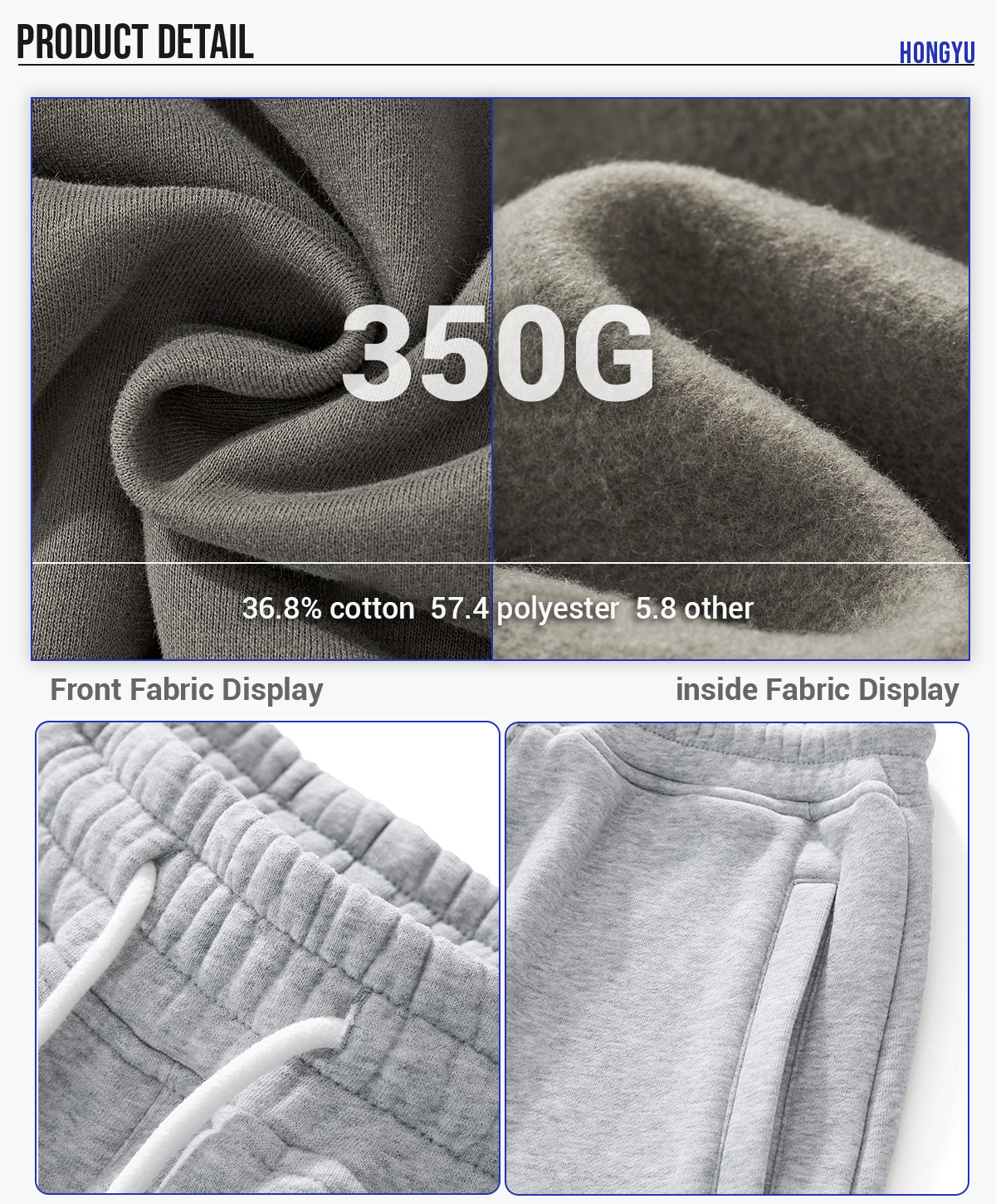 #K7001 Winter Fleece 350Gsm Jogger String Sweatpants 14
