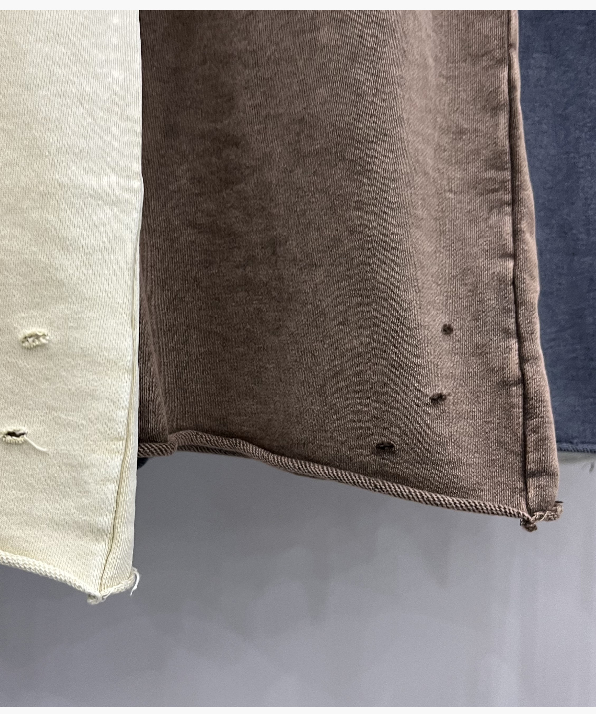 #1243 Terry 330GSM Acid Wash Distressed Raw Edge Reglan Sleeve T-Shirt 24