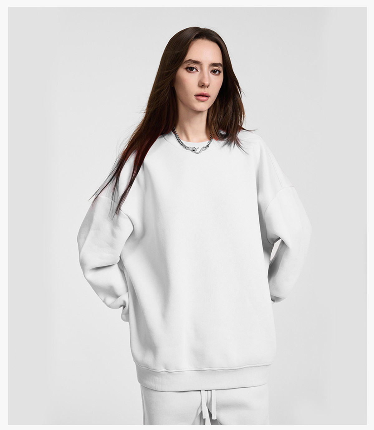 #23803 Fleece 350Gsm Overszied Crewneck Sweatshirt 24