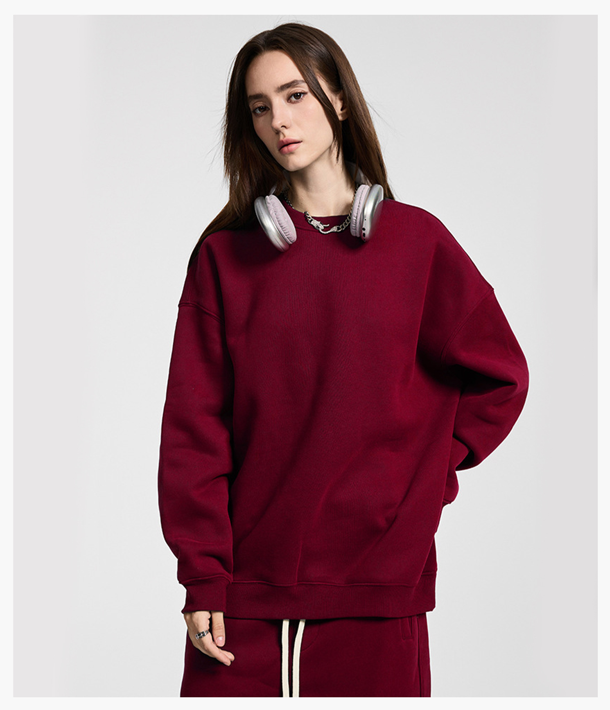 #23803 Fleece 350Gsm Overszied Crewneck Sweatshirt 26