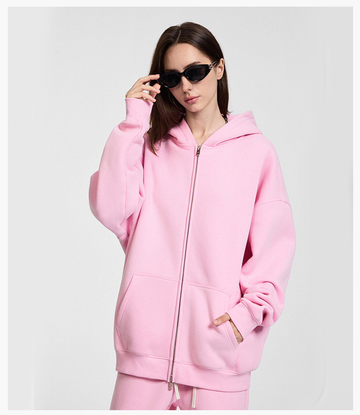 #23805 Fleece 350Gsm Oversized Zip-up Hoodie 24
