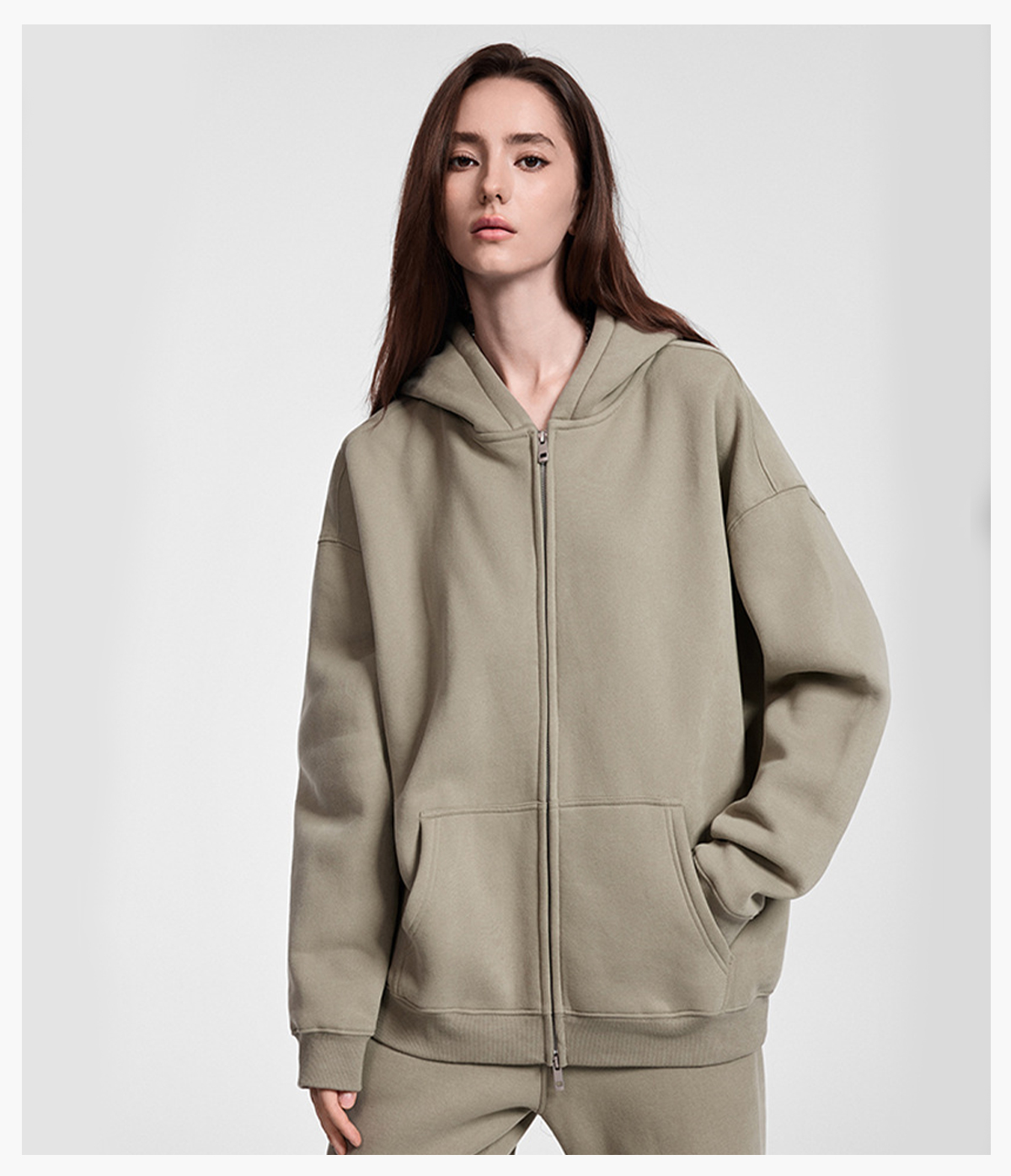 #23805 Fleece 350Gsm Oversized Zip-up Hoodie 26