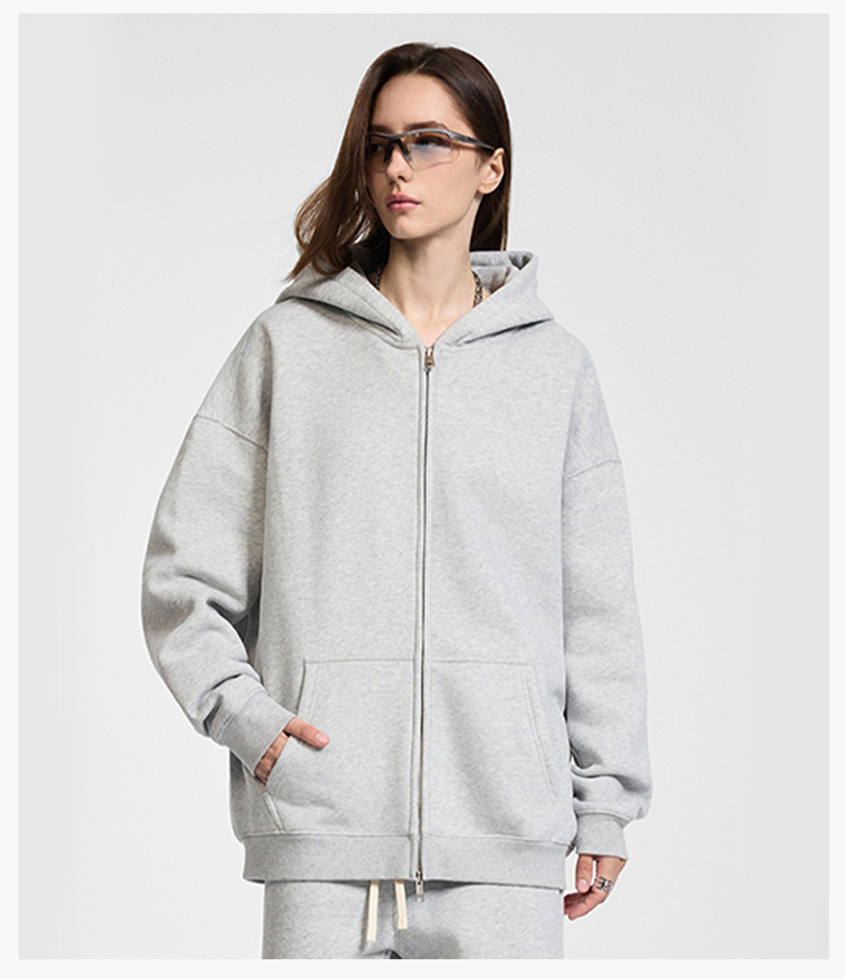 #23805 Fleece 350Gsm Oversized Zip-up Hoodie 28