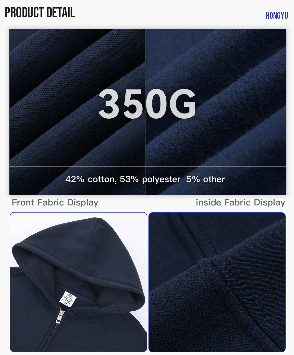 #23805 Fleece 350Gsm Oversized Zip-up Hoodie 14