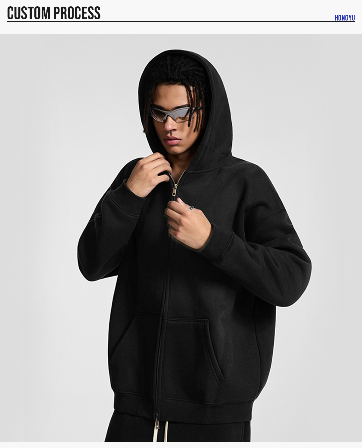 #23805 Fleece 350Gsm Oversized Zip-up Hoodie 20