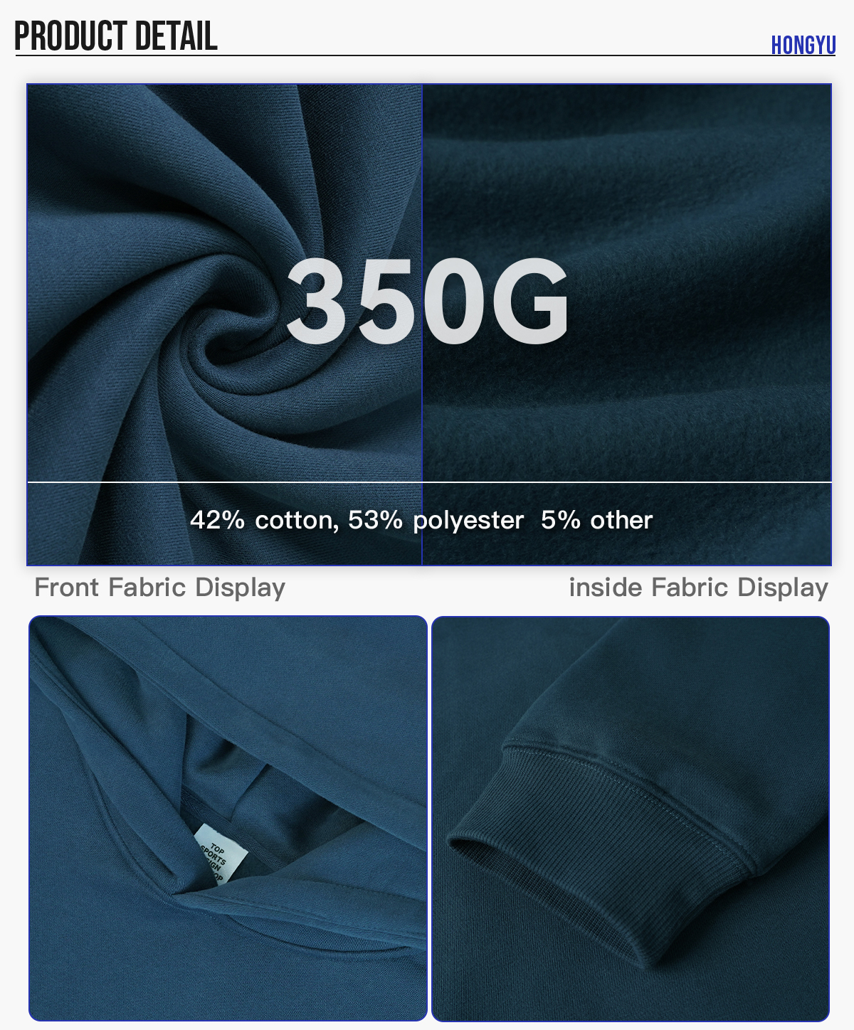 #23807 Fleece 350Gsm Oversized Hoodie without String 14