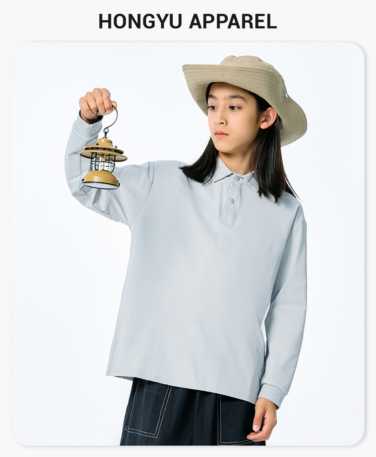 #G917C Kids' Quick-Dry Lightweight Long Sleeve Polo 5