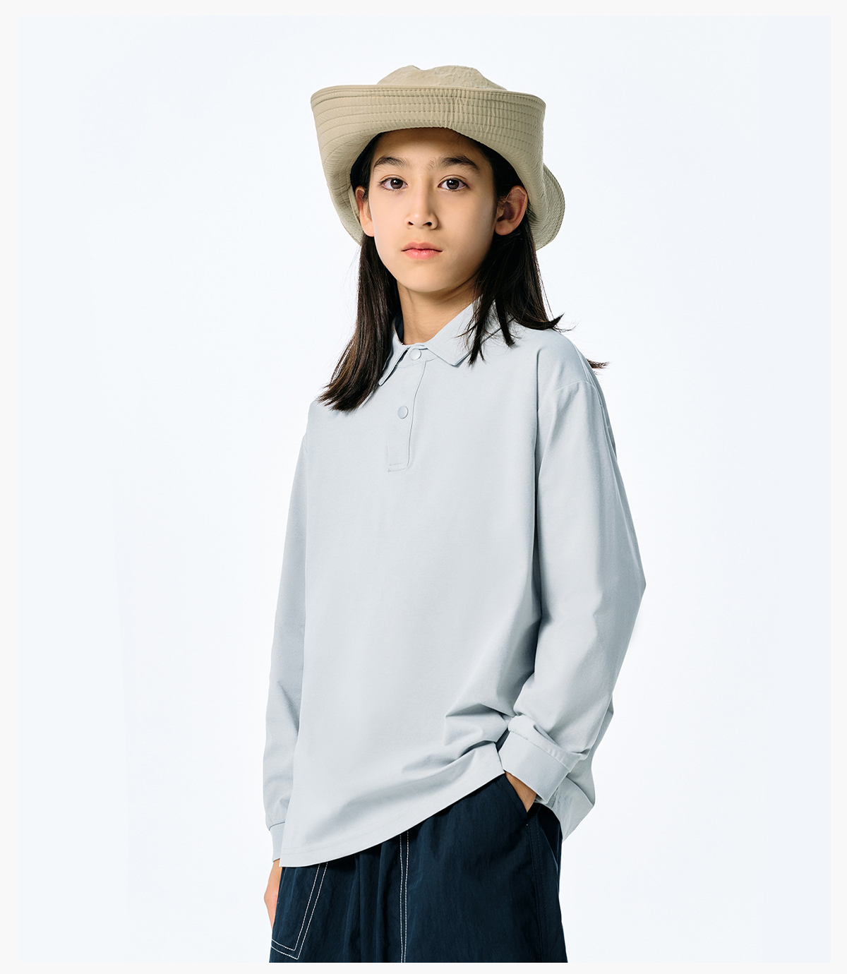#G917C Kids' Quick-Dry Lightweight Long Sleeve Polo 23