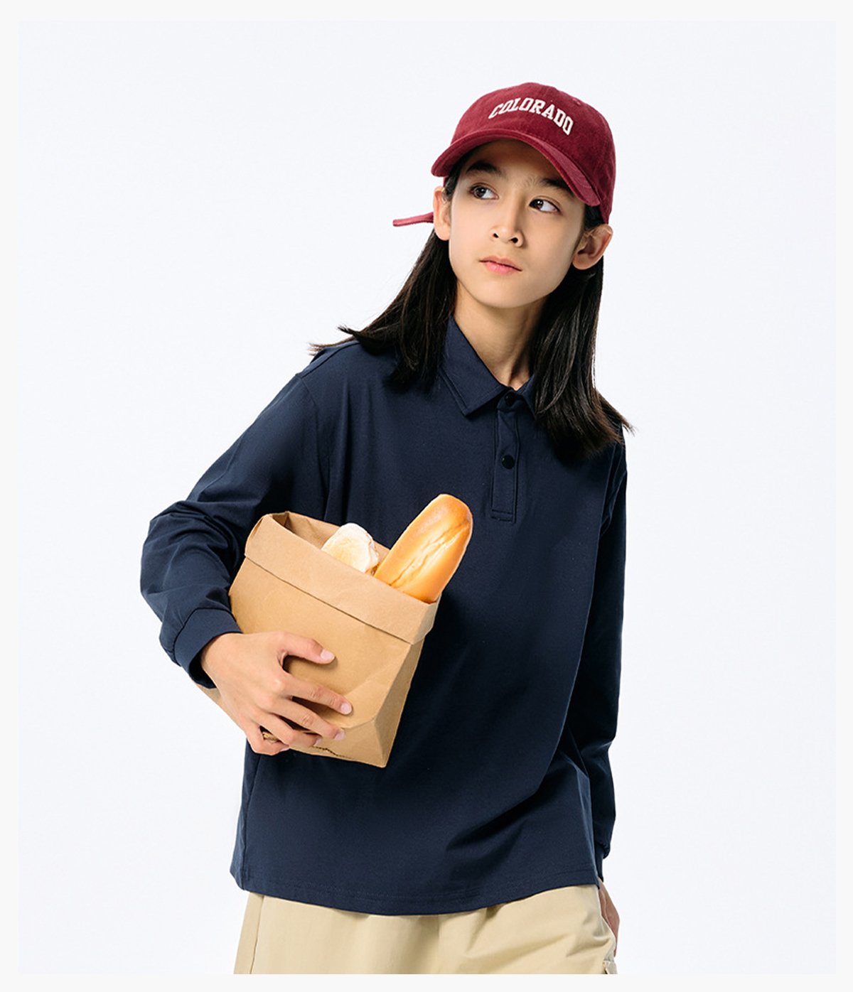 #G917C Kids' Quick-Dry Lightweight Long Sleeve Polo 25