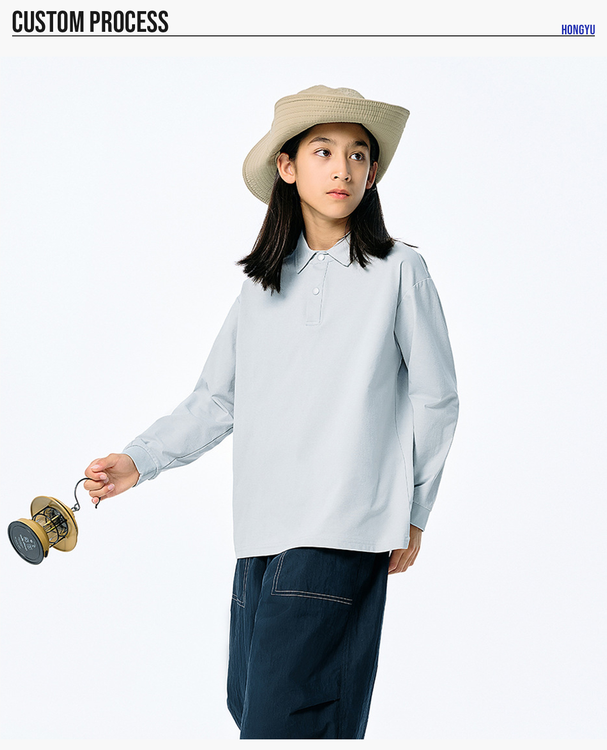 #G917C Kids' Quick-Dry Lightweight Long Sleeve Polo 21