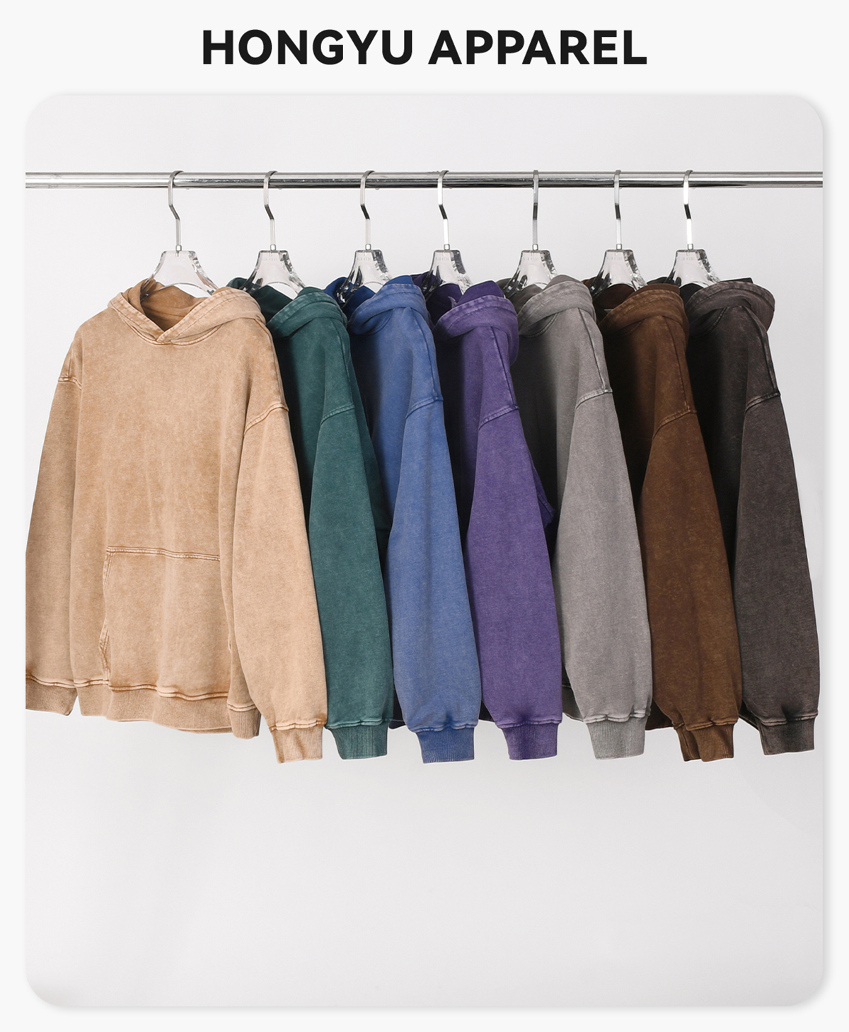 #1215 Thick 420Gsm Cotton Terry Acid Wash Hoodie 4