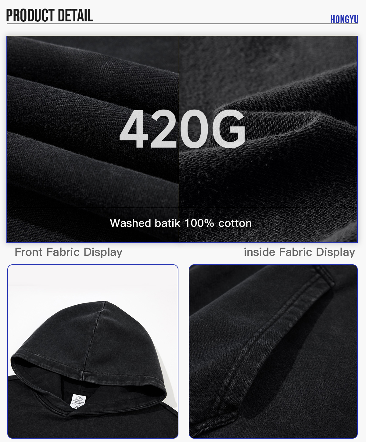 #1215 Thick 420Gsm Cotton Terry Acid Wash Hoodie 12