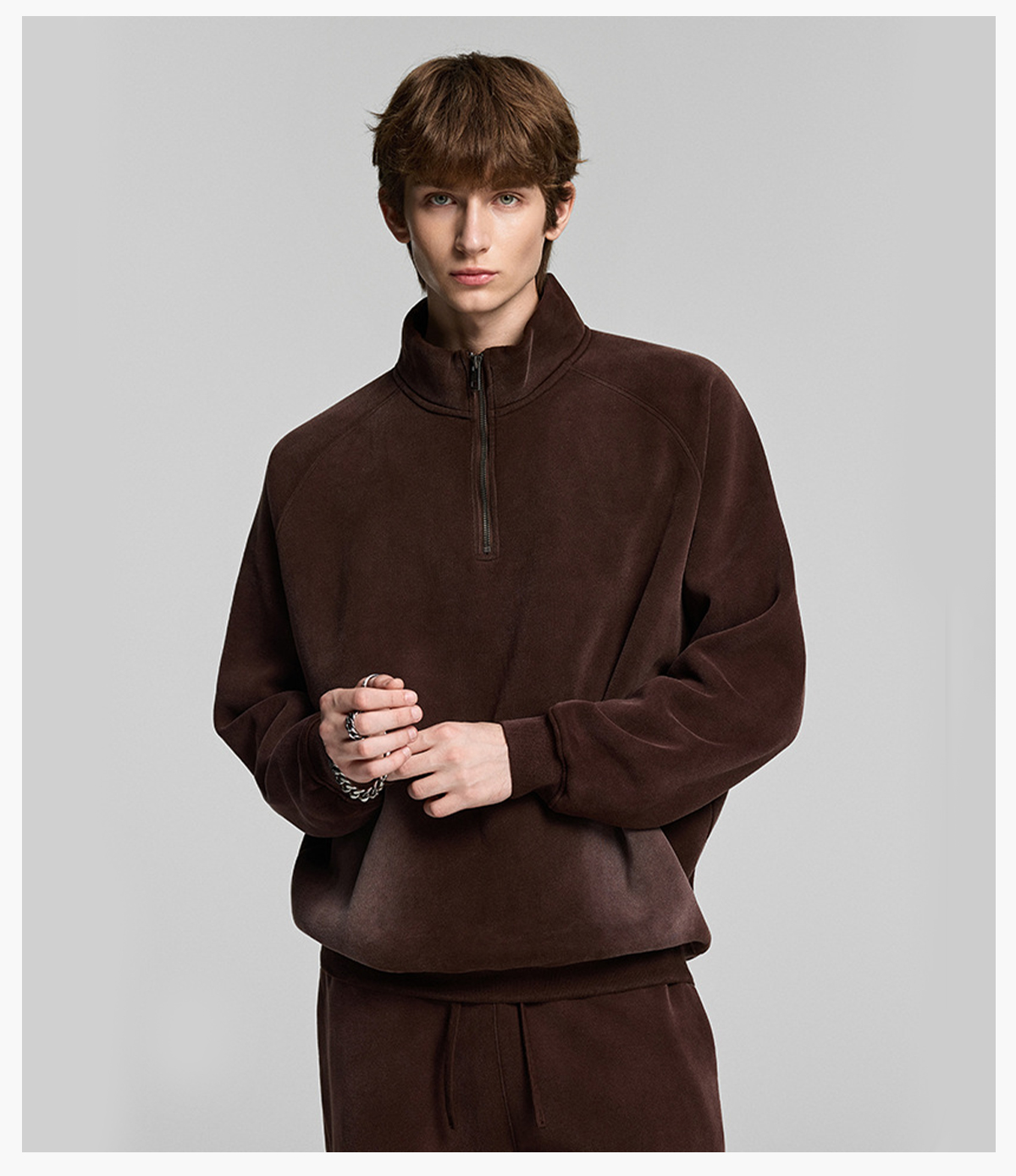 #1265 Fleece 365gsm Quater Zipper Spary Wash Sweatshirt 26
