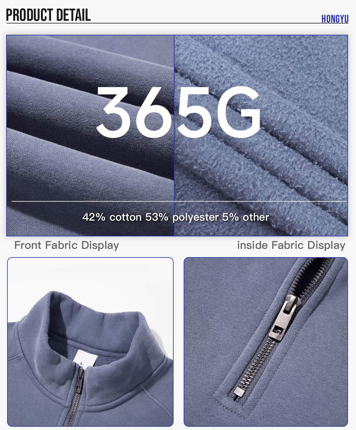 #1265 Fleece 365gsm Quater Zipper Spary Wash Sweatshirt 12