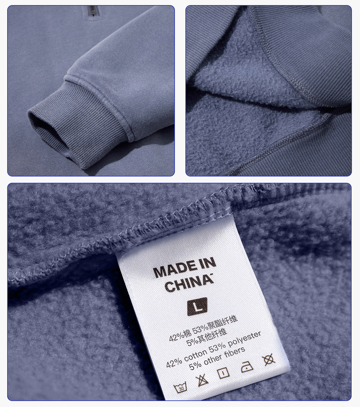 #1265 Fleece 365gsm Quater Zipper Spary Wash Sweatshirt 14