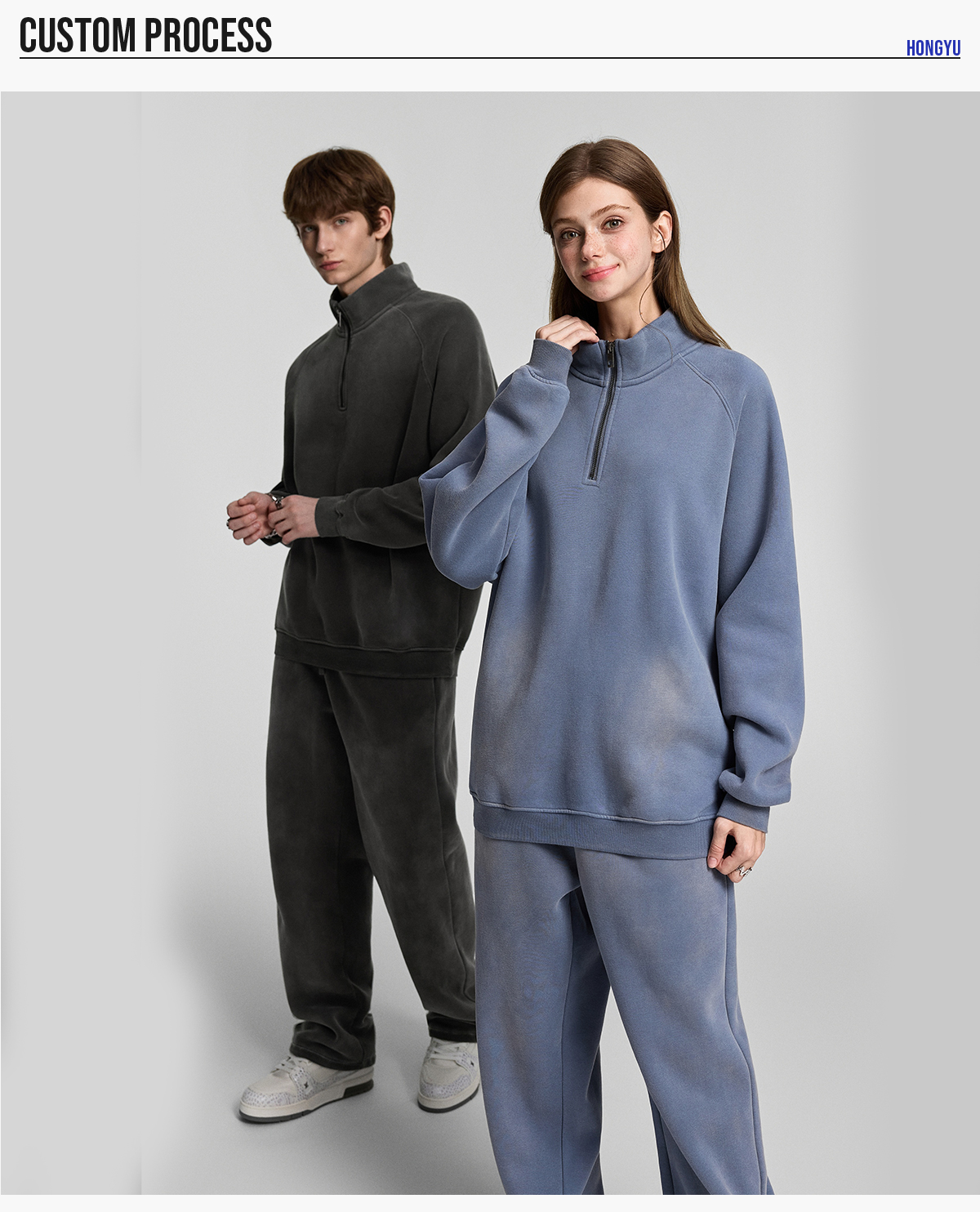 #1265 Fleece 365gsm Quater Zipper Spary Wash Sweatshirt 18
