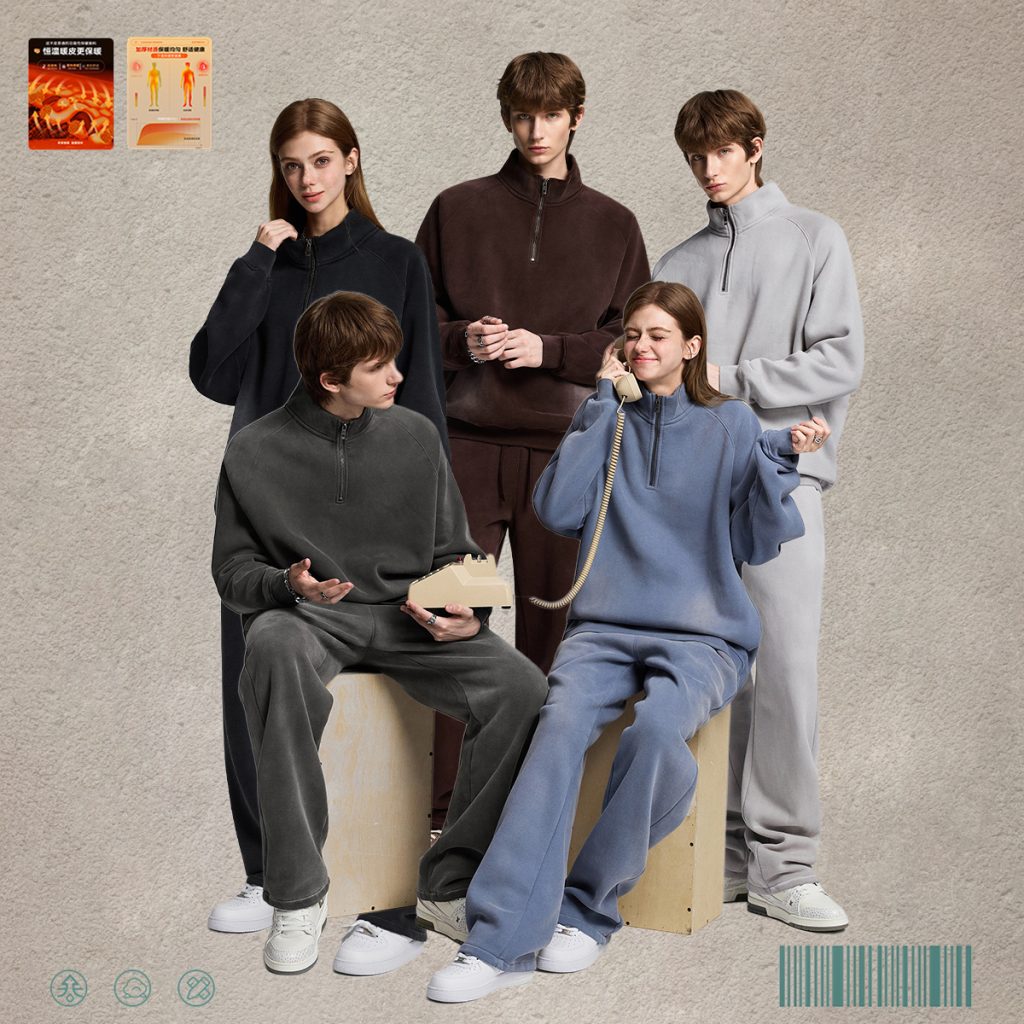 #1265 Fleece 365gsm Quater Zipper Spary Wash Sweatshirt