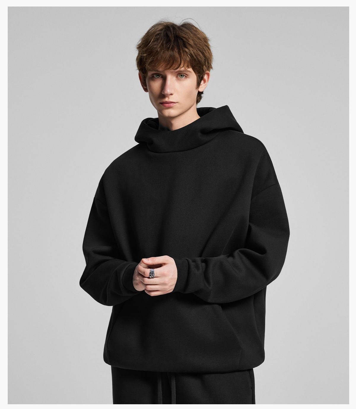 #1302 Oversized Polar Fleece 365gsm High-Neck Hoodie 23