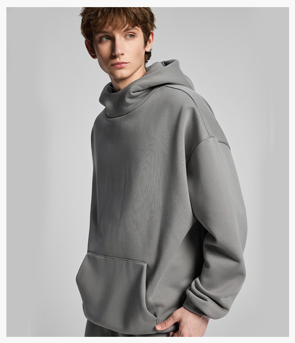 #1302 Oversized Polar Fleece 365gsm High-Neck Hoodie 25