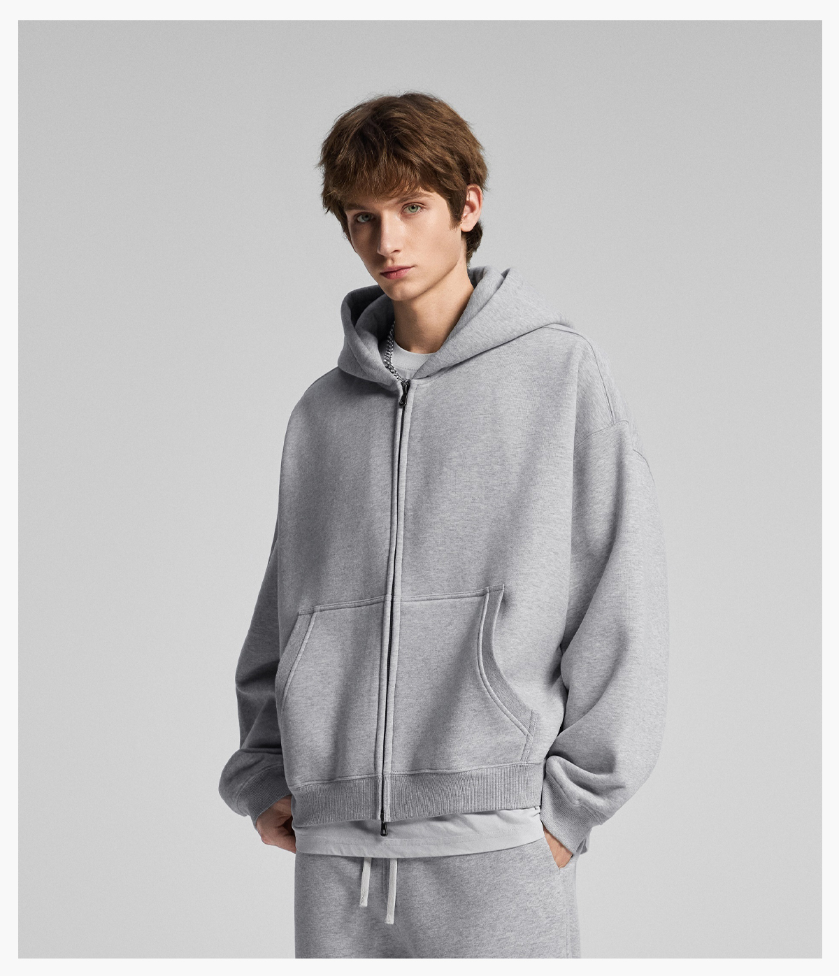#1311 Fleece 345Gsm Oversized Zip-Up Boxy Fit Hoodie 22