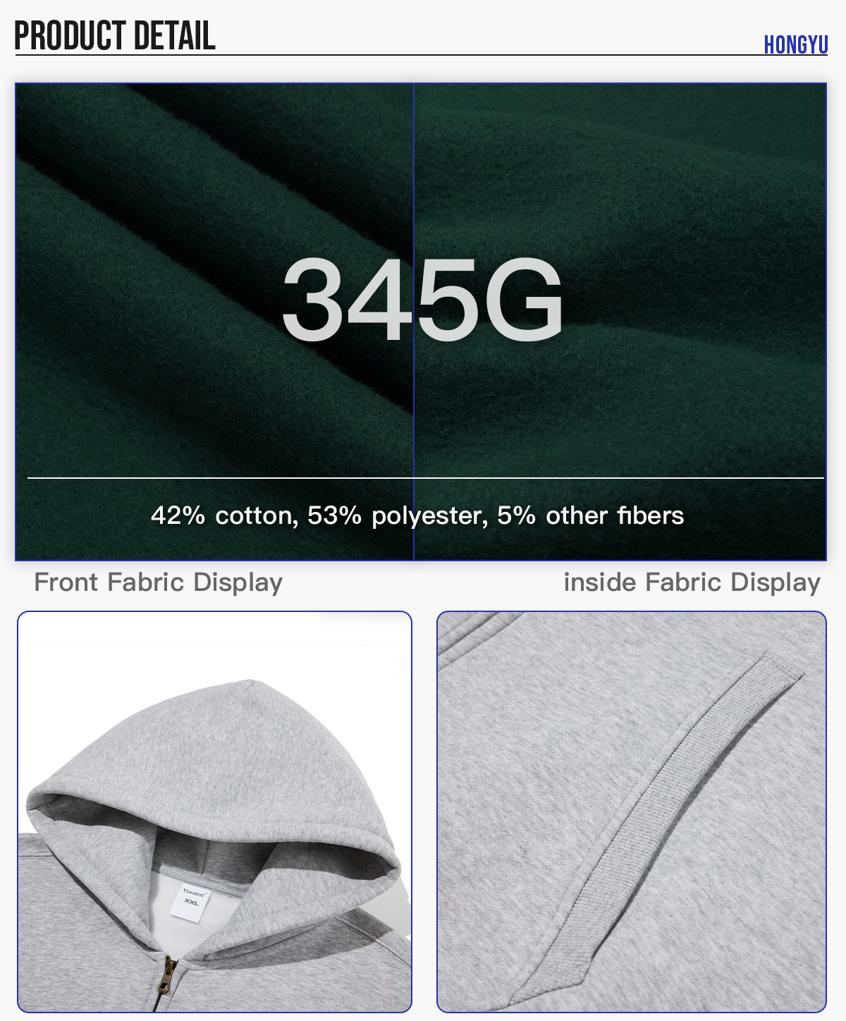#1311 Fleece 345Gsm Oversized Zip-Up Boxy Fit Hoodie 12