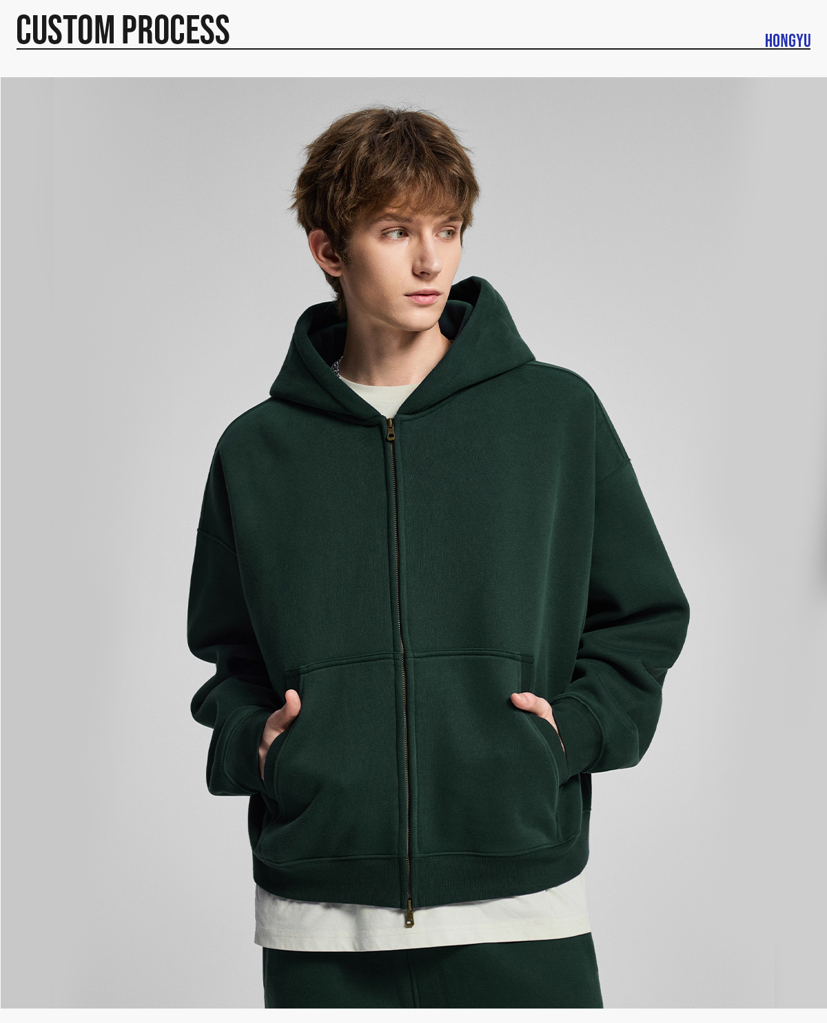 #1311 Fleece 345Gsm Oversized Zip-Up Boxy Fit Hoodie 18