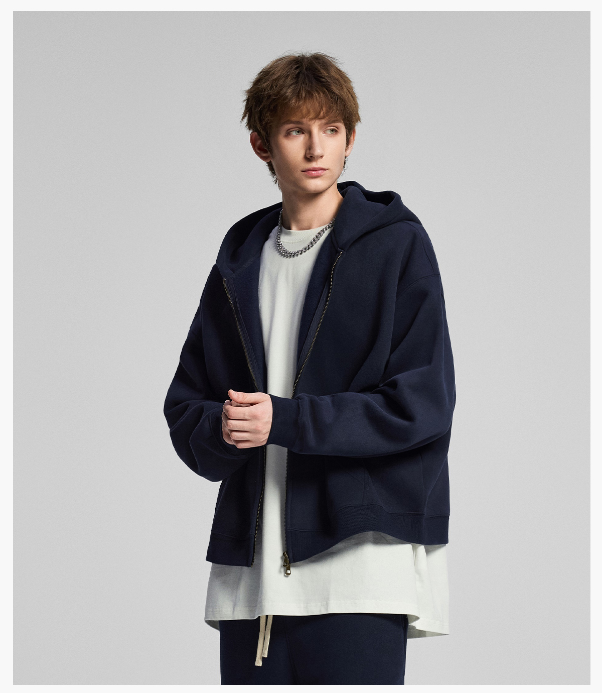 #1311 Fleece 345Gsm Oversized Zip-Up Boxy Fit Hoodie 20