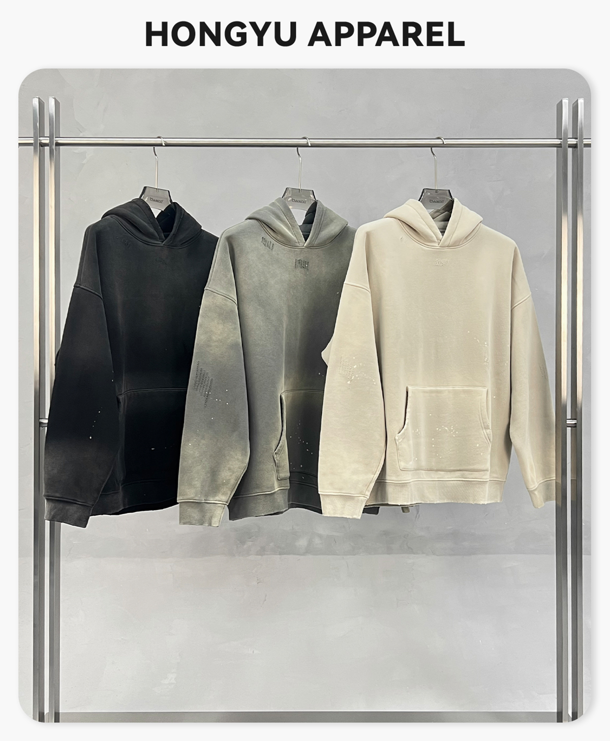 #23819 Fleece 360Gsm Spray-Dye Distressed Wash Hoodie 4