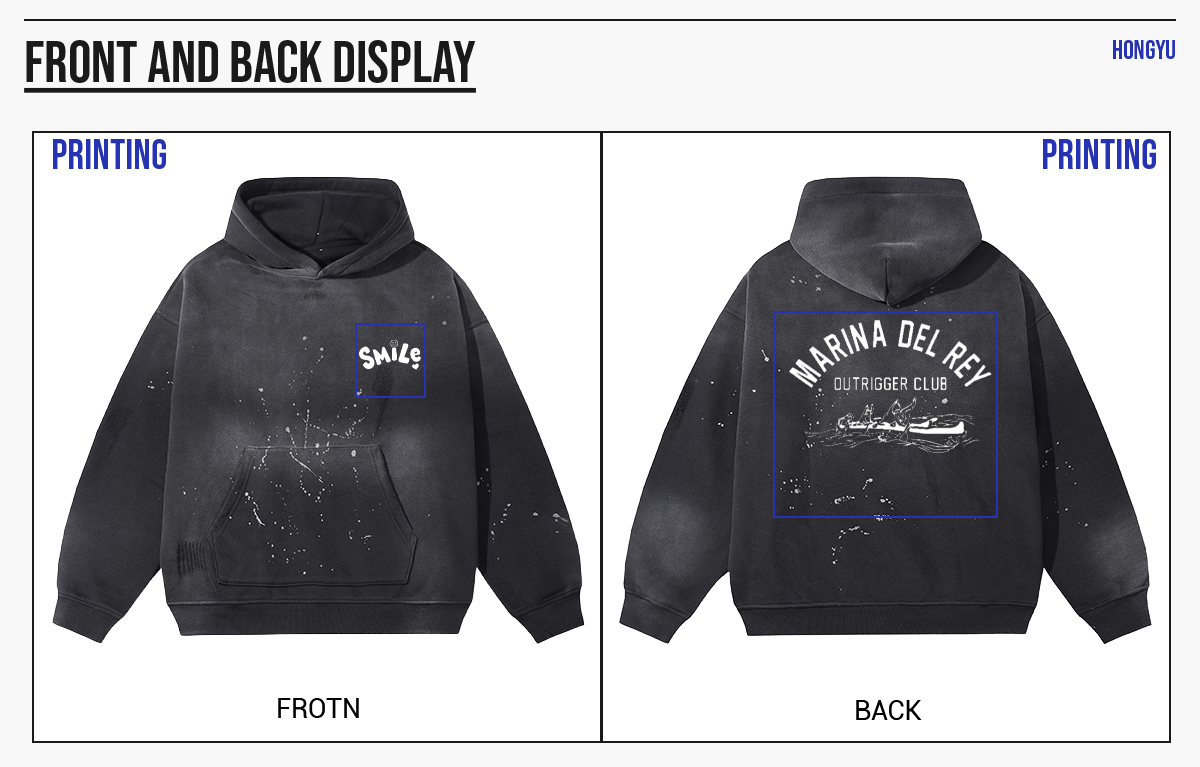 #23819 Fleece 360Gsm Spray-Dye Distressed Wash Hoodie 16
