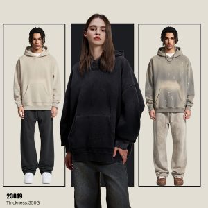 #23819 Fleece 360Gsm Spray-Dye Distressed Wash Hoodie