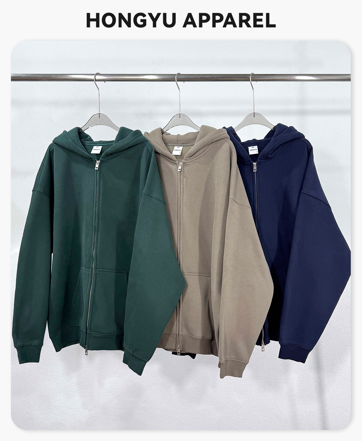 #2560 Oversized Heavy 350Gsm Fleece Zip Hoodie 4