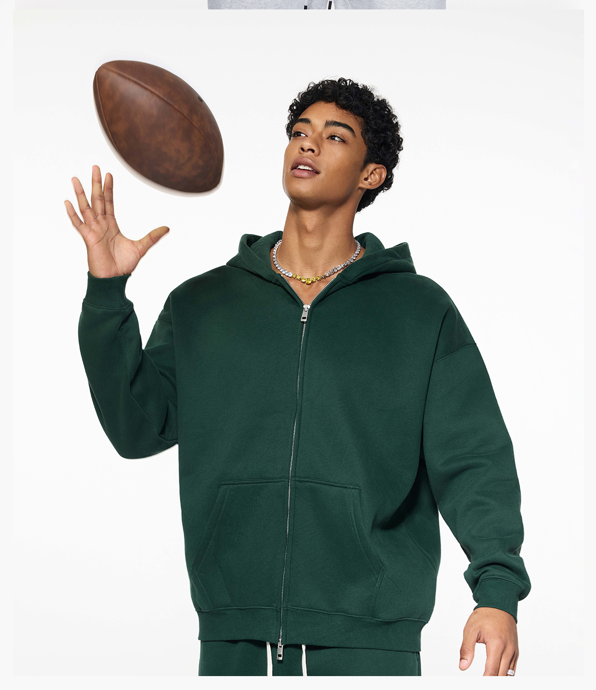#2560 Oversized Heavy 350Gsm Fleece Zip Hoodie 28