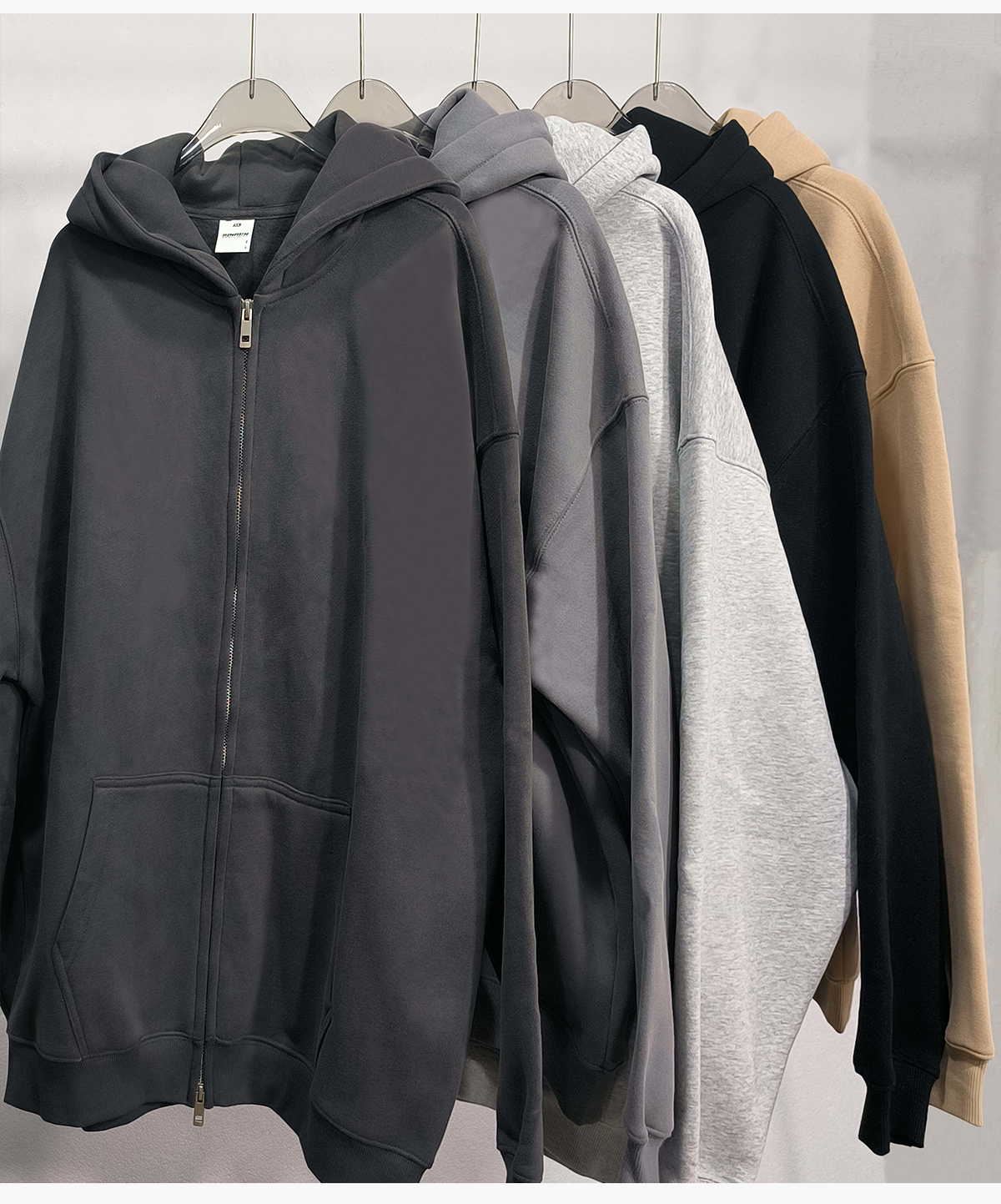 #2560 Oversized Heavy 350Gsm Fleece Zip Hoodie 30