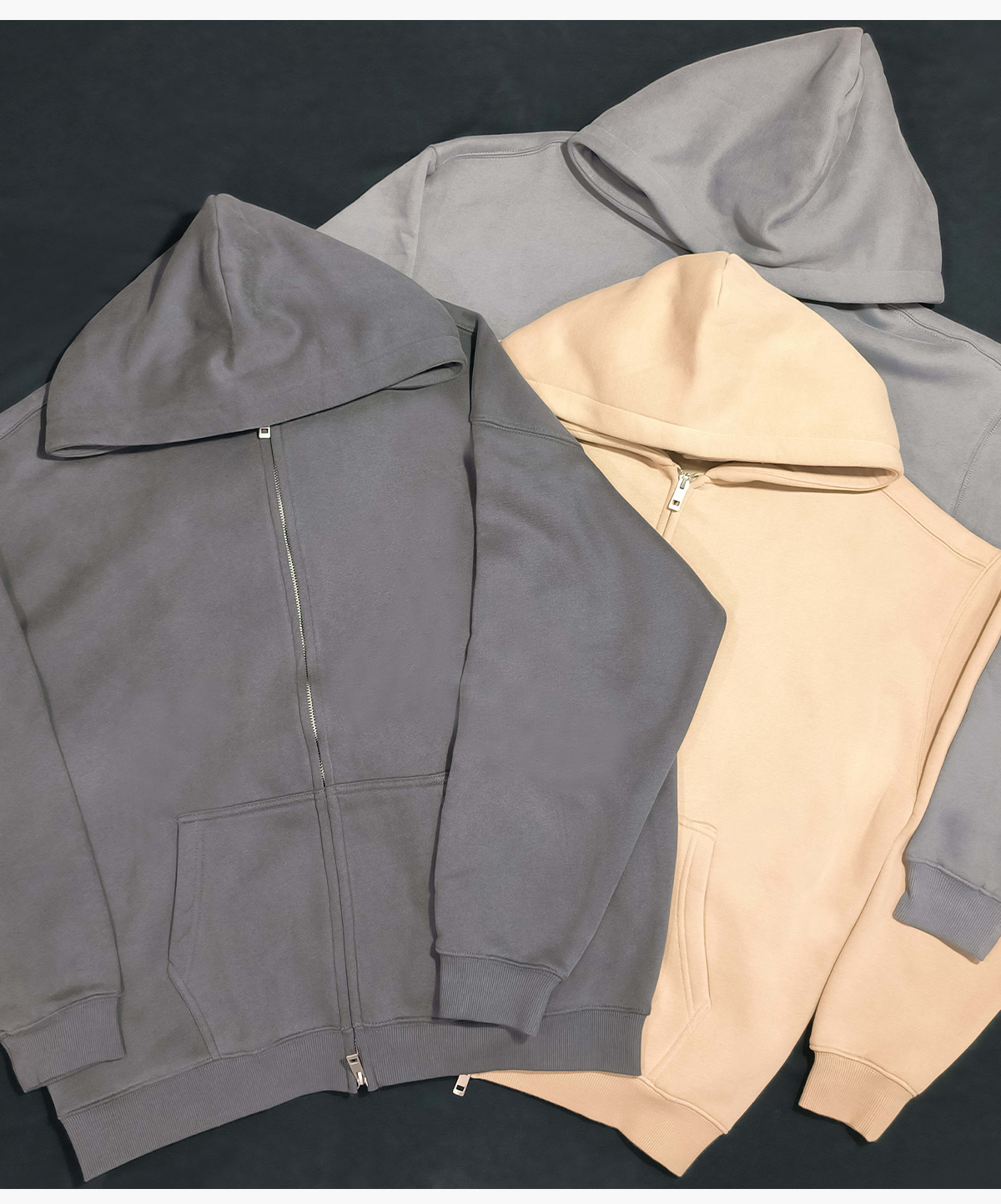 #2560 Oversized Heavy 350Gsm Fleece Zip Hoodie 32