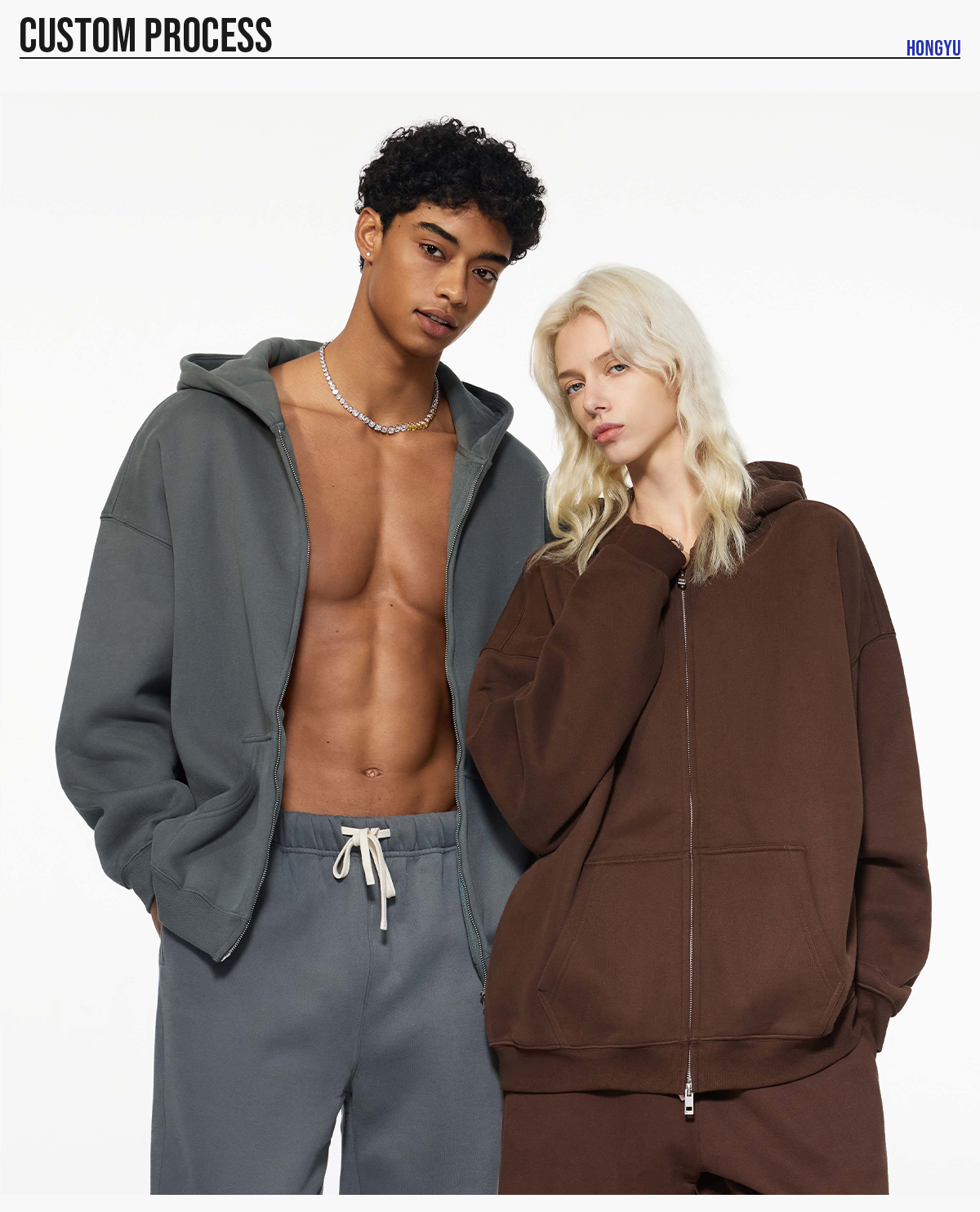 #2560 Oversized Heavy 350Gsm Fleece Zip Hoodie 20