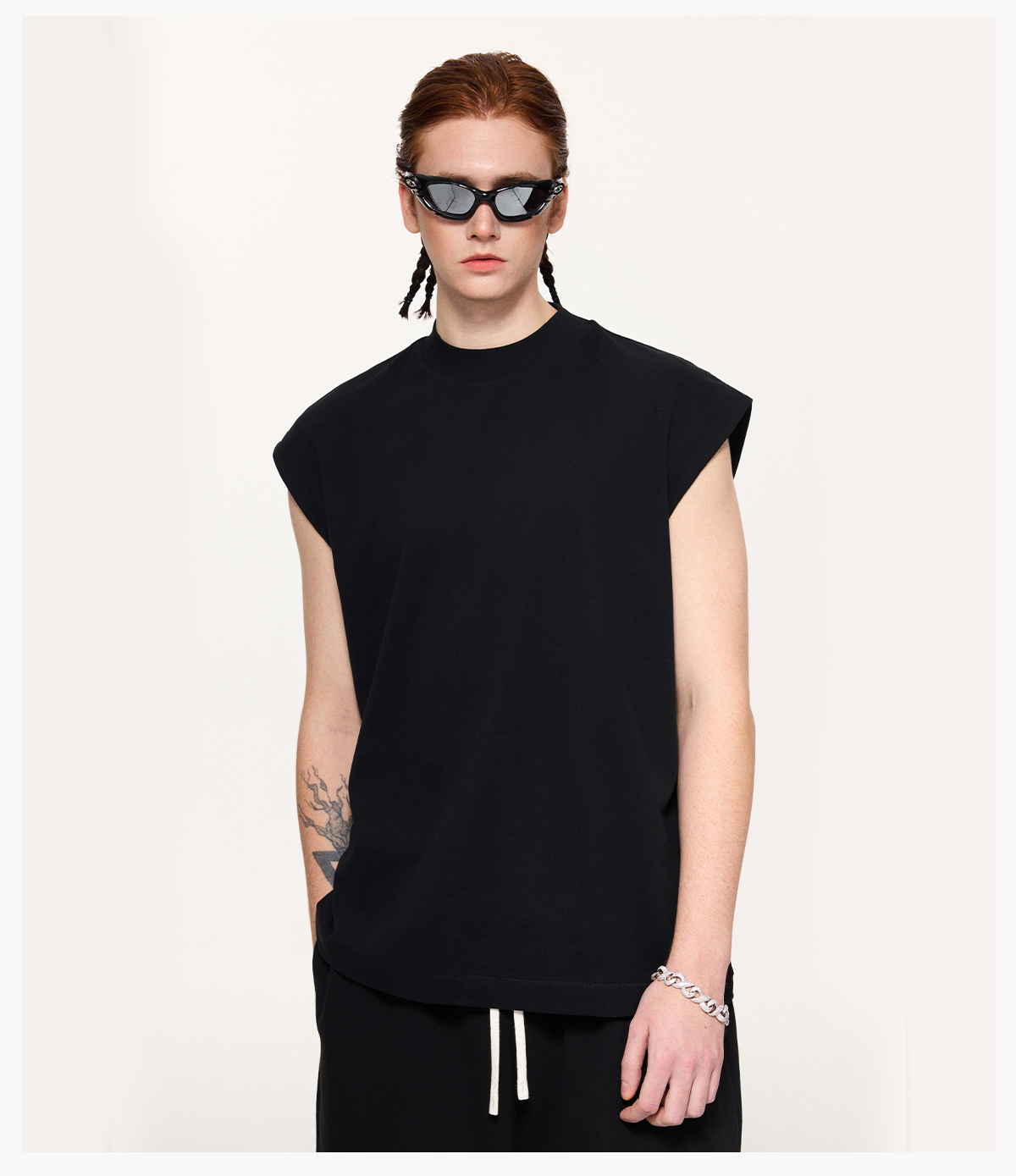 #2525 Quick-Dry Cotton 230gsm Mock Neck oversized Tank 24