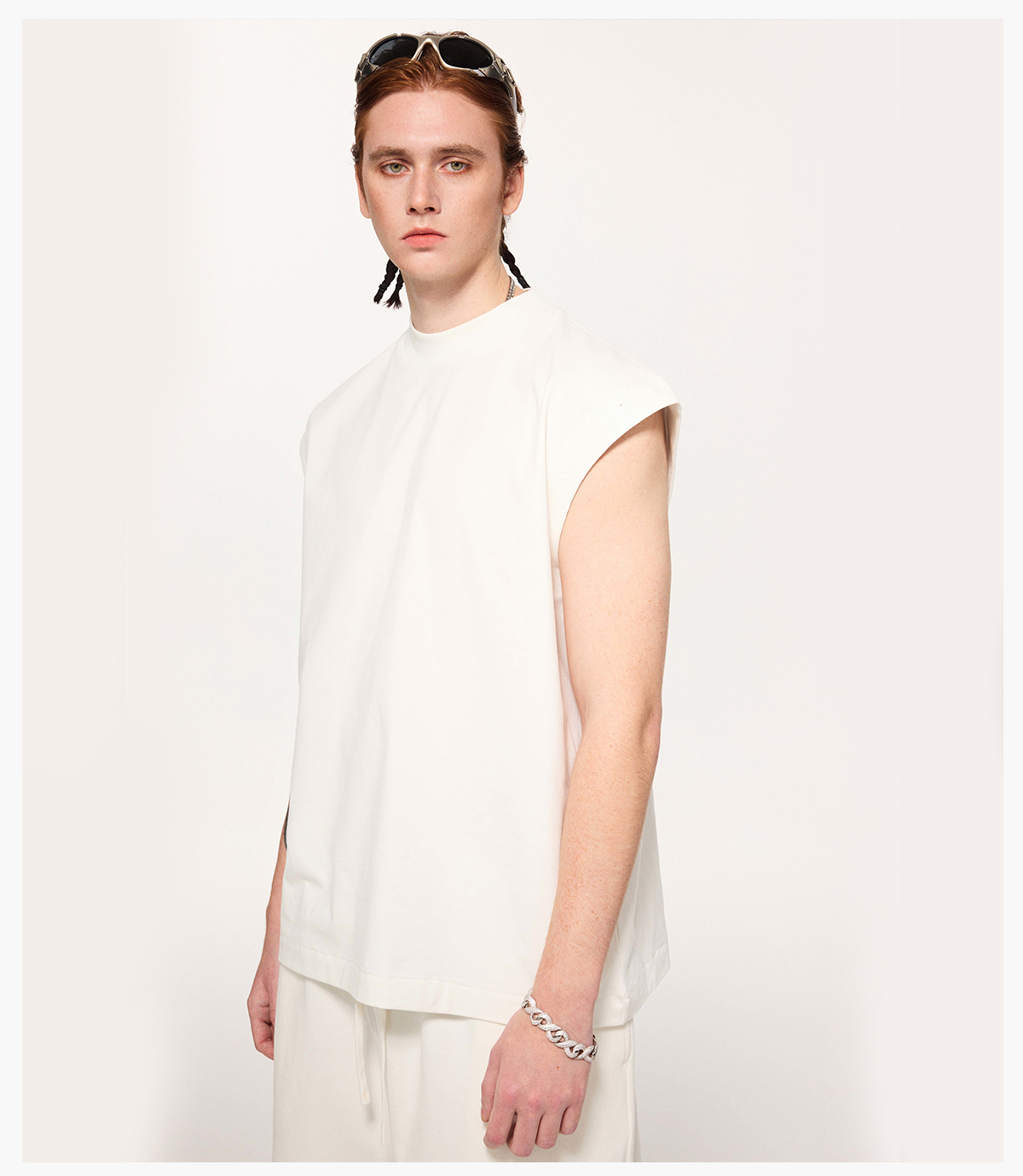 #2525 Quick-Dry Cotton 230gsm Mock Neck oversized Tank 20