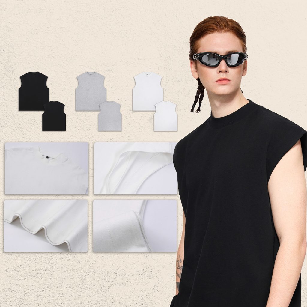 #2525 Quick-Dry Cotton 230gsm Mock Neck oversized Tank
