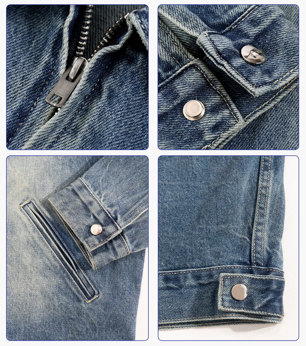 #2583 Vintage Lapel Collar 543g Zip-Up Denim Jacket 15