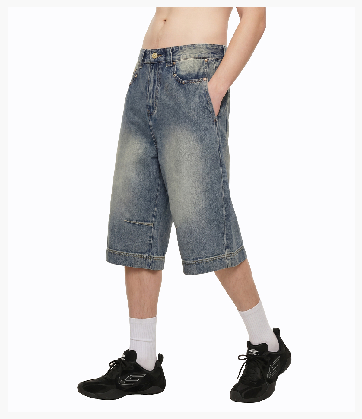 #26519 Heavy385g Distressed Wide-Leg Cropped Jeans 23